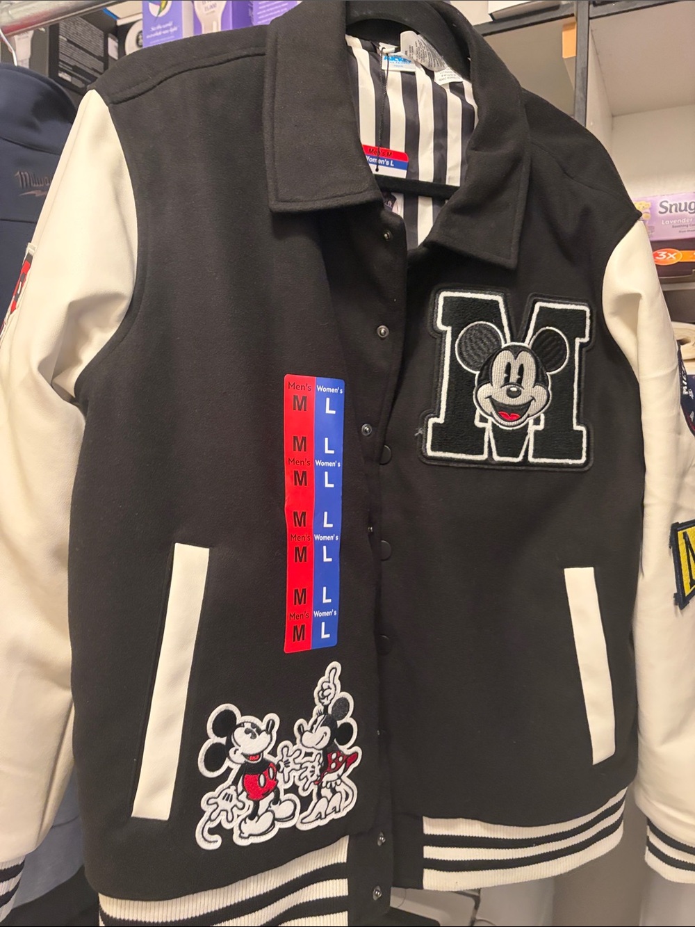 Disney Black and White Varsity Jacket with Mickey Patch